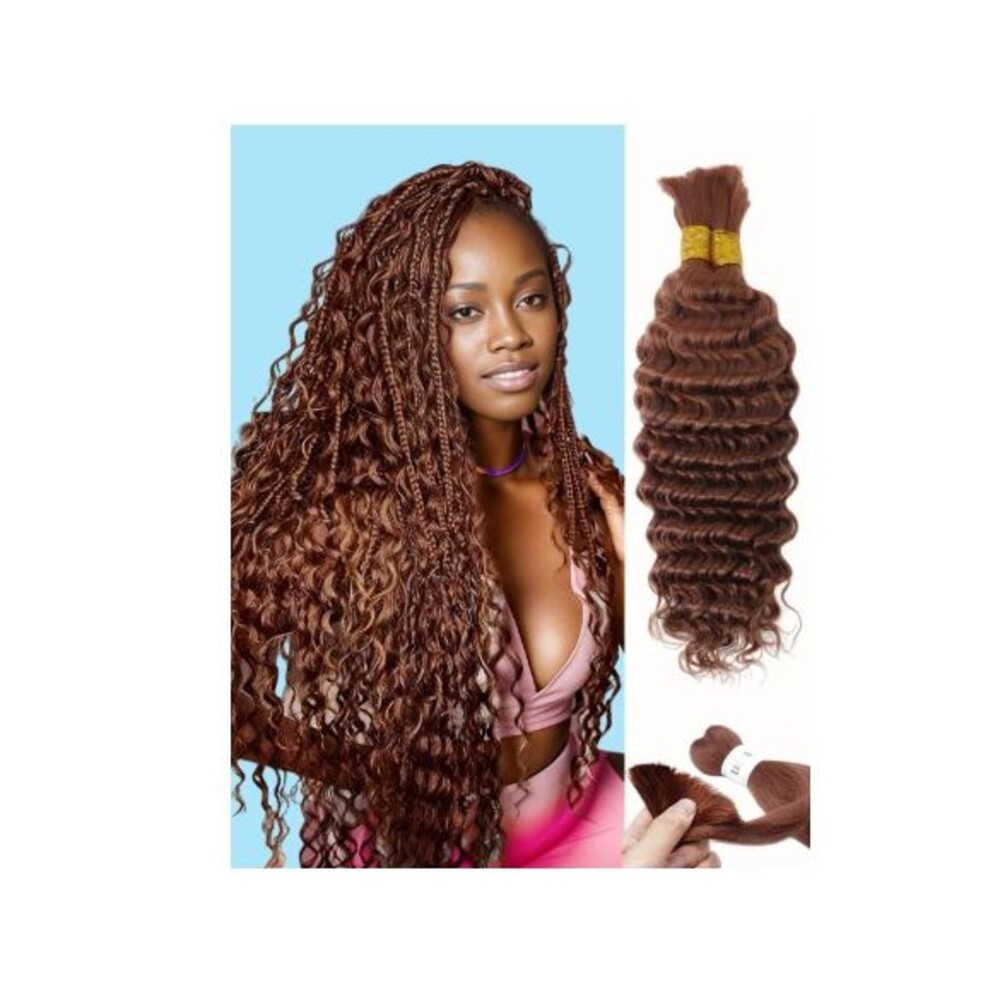 2 Bundle Humans Hair Extensions 14 In Brown Braiding 100g Hair Deep Water Wave